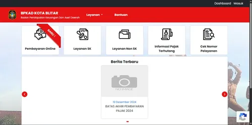 Pratinjau Dashboard Portal E-Pelayanan PBB