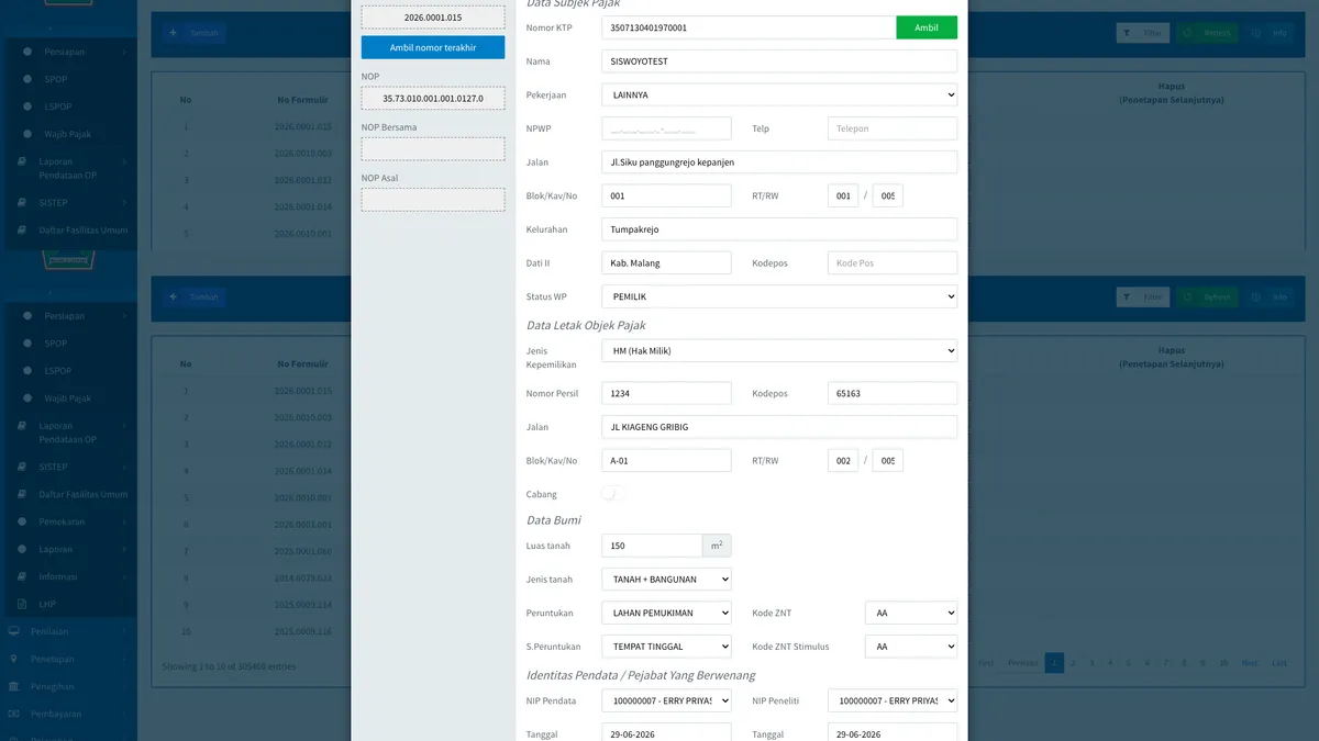 Sistem Informasi Manajemen Objek Pajak (SISMIOP) Web: Efisiensi Pendataan SPOP/LSPOP dan Penilaian Pajak Daerah